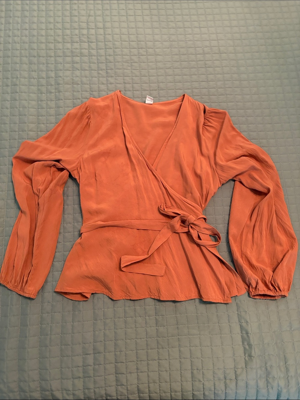 Old Navy Rust Orange Wrap Peplum Blouse